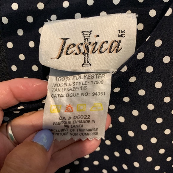 Jessica Navy Blue Polka Dot Dress - Picture 2 of 3